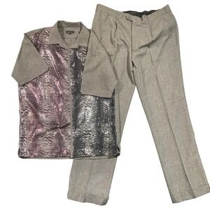 Pronti Collection Mens Sequin Shirt & Pants Set XL 40/34 Party‎ Outfit